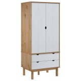 Cumpara ieftin Sifonier OTTA, maro si alb, 76,5x53x172 cm, lemn masiv pin