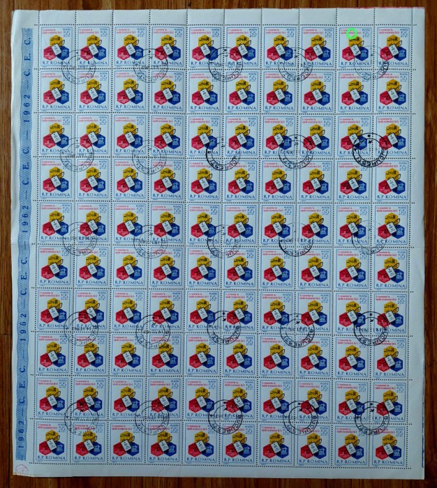RO 1962 ,LP 534 ,&quot;C.E.C. &quot;,55 B in coala de 100 cu EROARE L1/C9/varietati,stamp.