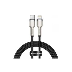 CABLU alimentare si date Baseus Cafule Metal, Fast Charging Data Cable pt. smartphone, USB Type-C la Lightning Iphone PD 20W, braided, 2m, negru &amp;quot