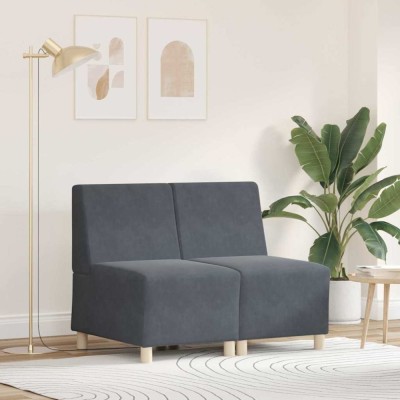 vidaXL Unitate Sofa Modulară Fără Brațe 2 pcs Gri &amp;icirc;nchis foto