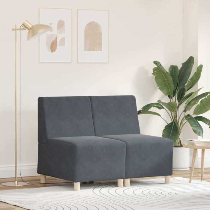 vidaXL Unitate Sofa Modulară Fără Brațe 2 pcs Gri &icirc;nchis