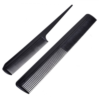 Set Piepteni Coafor, 2 Bucăți, Plastic, Lungime 20cm, Lățime 2cm, Negru foto