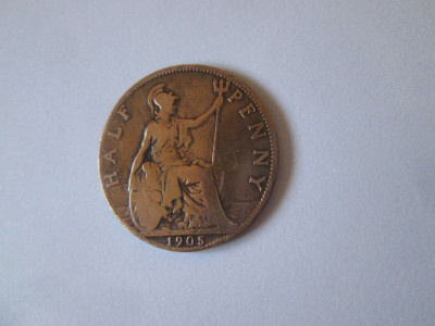 UK 1/2 Penny 1905 regele Edward VII foto