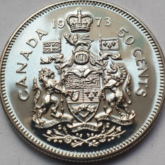 Monedă 50 cents / half dollar 1973 Canada, unc, proof-like, km#75.1