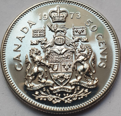 Monedă 50 cents / half dollar 1973 Canada, unc, proof-like, km#75.1 foto