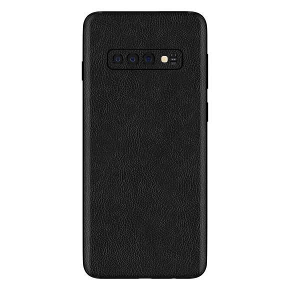 Set Folii Skin Acoperire 360 Compatibile cu Samsung Galaxy S10 (Set 2) - ApcGsm Wraps Leather Black