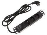 Prelungitor LANBERG PDU-03E-0200-BK cu 3 prize 16A și protecție la supratensiune