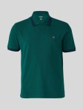 s.Oliver Big Sizes Tricou polo barbati big sizes cu logo si detalii contraste, Verde inchis, 2XL
