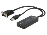 Convertor D-Sub 15pin la HDMI și USB A Negru