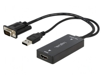 Convertor D-Sub 15pin la HDMI și USB A Negru foto