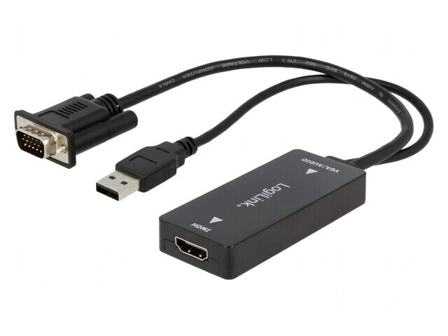 Convertor D-Sub 15pin la HDMI și USB A Negru