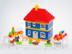 Set 292 piese, cuburi de constructie din plastic pentru copii, Ferma, 24 x 66 cm