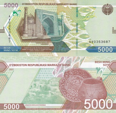 Uzbekistan 5000 Sum 2021 UNC foto