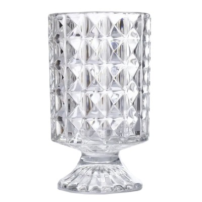 Vaza decorativa eleganta Pufo Luxury din sticla groasa cu picior pentru flori, 18 cm foto