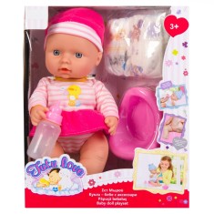 Set Păpușă Bebeluș Tutu Love, cu Accesorii, 4 Bucăți, Roz, 30 cm