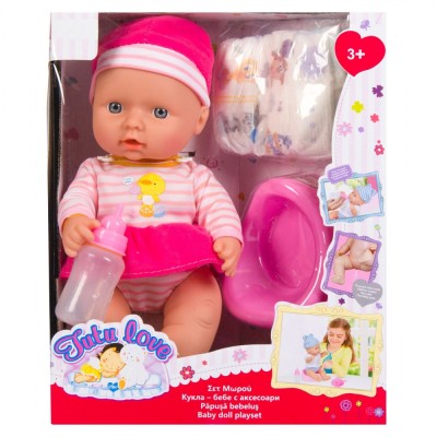 Set Păpușă Bebeluș Tutu Love, cu Accesorii, 4 Bucăți, Roz, 30 cm foto