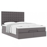 Gossi cadru de pat otoman cu saltea gri 140x200cm piele artificiala