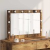 vidaXL Oglindă de toaletă decorativă cu iluminare LED Alb Cald, design modern, pentru machiaj, Lemn Vechi, 80x55x18 cm