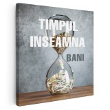 Tablou mesaj motivational despre timp, gri 1466 Tablou canvas pe panza CU RAMA 30x30 cm