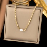 Lant Placat Aur 18K Cu Perla &ndash; Eleganta Deosebita - L83D