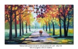 Cumpara ieftin Tablou pictat manual, O zi relaxanta prin parc (1) - 100x60cm ulei pe panza in cutit efect 3D