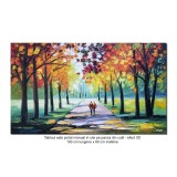 Tablou pictat manual, O zi relaxanta prin parc, 100x60cm ulei pe panza, superb