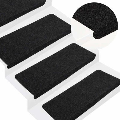 vidaXL Covorașe scară autoadezive 30 buc Negru 65x24,5x3,5 cm 3365908 foto