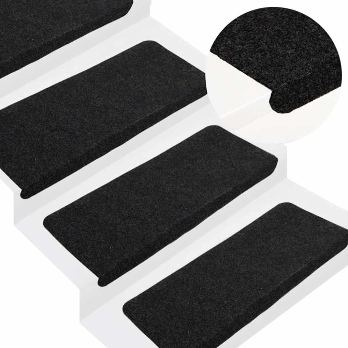 vidaXL Covorașe scară autoadezive 30 buc Negru 65x24,5x3,5 cm 3365908