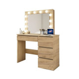 Masa de toaleta/machiaj, stejar wotan, cu oglinda si LED-uri, 94x43x141 cm GartenVIP DiyLine, Artool