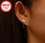 Cercei Argint 925 , zBataile Inimii, , model cu inima si lant subtire