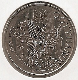 Elvetia 5 Francs 1982 (Gotthard Railway) Cupru-nichel, KM-61 UNC !!! foto