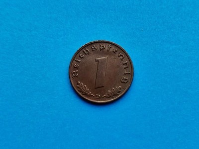 1 Pfennig 1939 lit. D -Germania-stare buna-patina- foto