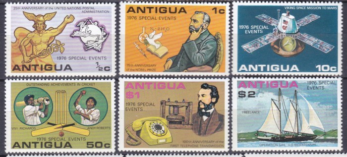 DB1 Antigua 1976 Evenimente Corabii Cosmos Telefon 6 v. MNH
