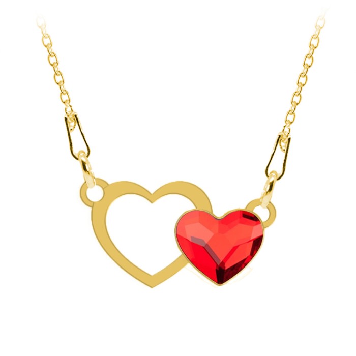 Zorana - Colier personalizat din argint 925 placat cu aur galben 24K si cristal - Inimioara