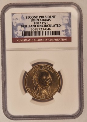 United States, SUA, Statele Unite, 1 Dollar 2007 John Adams Brilliant foto
