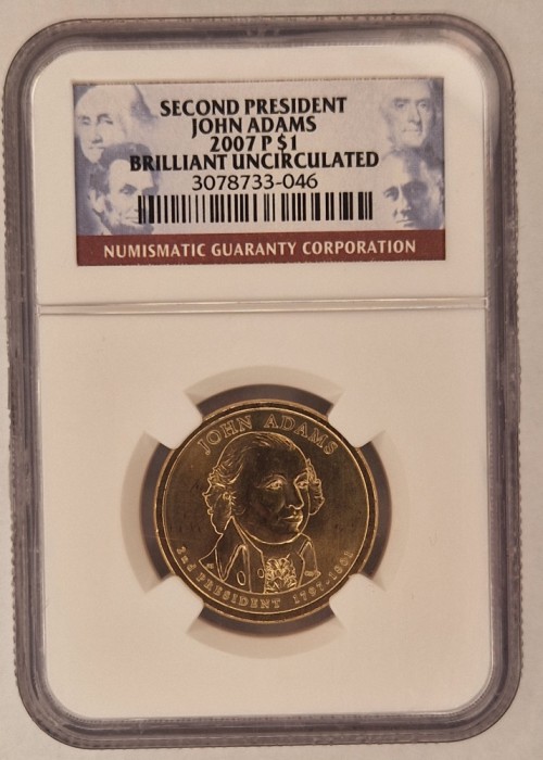 United States, SUA, Statele Unite, 1 Dollar 2007 John Adams Brilliant