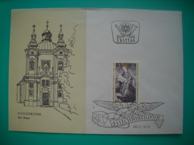 HOPCT PLIC S FDC NR 792 FDC CRACIUN 1975 AUSTRIA -NECIRCULAT foto