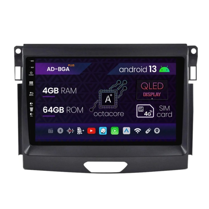 Navigatie Ford Ranger (2015-2020), Android 13, A-Octacore 4GB RAM + 64GB ROM, 9 Inch - AD-BGA9004+AD-BGRKIT120