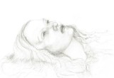 G7. Set de 2 lucrari de Grafica - Ofelia in varianta color si alb negru, cu rame, Portrete, Pastel, Realism, RavariuArt