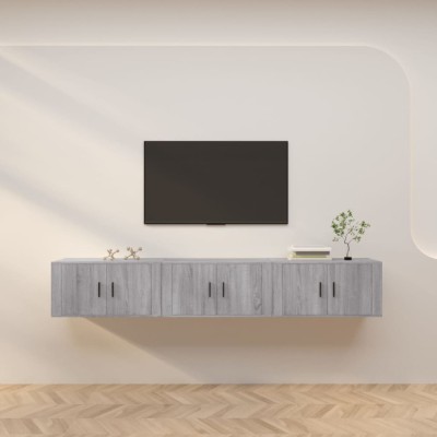 vidaXL Dulapuri TV montate pe perete, 3 buc., gri sonoma, 80x34,5x40cm 3188364 foto