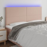 Cumpara ieftin Tăblie de pat cu LED, cappuccino, 180x5x118/128 cm, piele eco