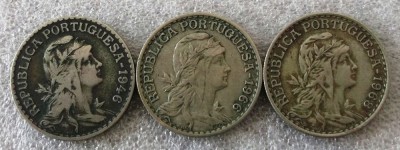 P2. Portugalia lot 3 x 1 escudo 1946 1966 1968 ** foto