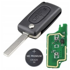 Cheie auto completa Techstar cu 2 butoane, lama 407, cip ID46 si frecventa 433MHz &ndash; compatibila Peugeot 2006&ndash;2011, Citroen