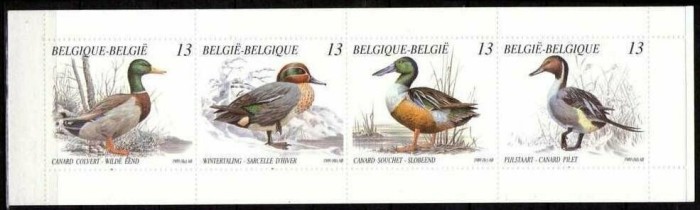 BELGIA 1989 FAUNA , PASARI , RATE CARNET NESTAMPILAT