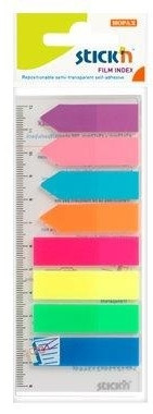 Stick Index Plastic Transp. Color 45 X 12 Mm, 8 X 25 File/set + Index Sageata, Stick&quot;n-8 Culori Neon