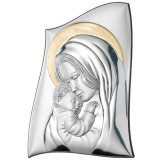 Icoana Argint Maica Domnului cu Pruncul 17.5&amp;#215;24.5x2cm Argintiu COD: 3142