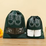 Sac depozitare incaltaminte, pentru voiaj sau depozitare, rezistent la praf, compatibil cu masina de spalat, 27 x 36 cm, verde inchis, Flippy