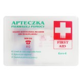 Trusa medicala auto de prim ajutor Godmar tip B-Euro-8 transparenta, conform normelor Uniunii Europene, 210 x 140 x 55 mm, 0,19 kg, valabilitate 5