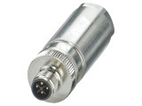 Conector M12 mufă, 4 pini, drept, IP65, push-lock, aurit