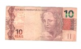 Bancnota Brazilia 10 reais 2010 (seria EH 2014-2018), circulata, stare relativ buna